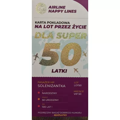 Karnet karta pokadowa 50 urodziny damskie