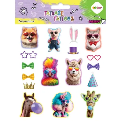 Tatua�e zmywalne Animals Funny HAPPY COLOR