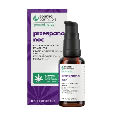 Cosma Cannabis Przespana noc Ekstrakty w oleju konopnym Suplement diety 30 ml