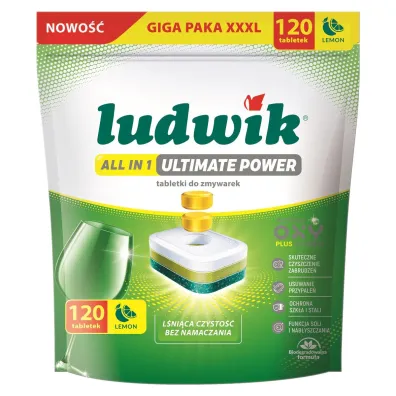 Ludwik Tabletki do zmywarek All In One Ultimate Power Lemon 120 szt.