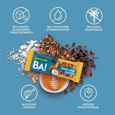 Bakalland Baton zboowy BA! Kokos i kawa - Koncentracja 35 g