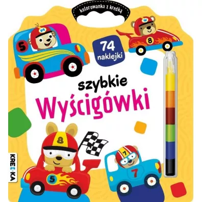 Szybkie wy�cig�wki. Kolorowanka z kredk�