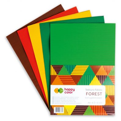 Happy Color Tektura falista FOREST, 5 kolorw, A4, 5 arkuszy 5 kartek