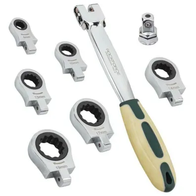Rockforce / Wmc Rockforce klucz oczkowy-przegubowy kpl. 8el. 8-19mm /wymienny z grzechotk�