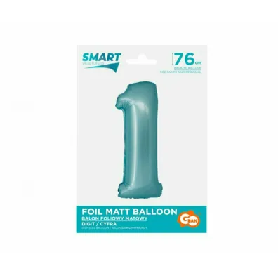 Godan Balon foliowy Smart Cyfra 1 jasna niebieska matowa 76cm