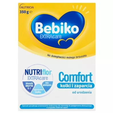 Bebiko Extra Care Comfort 1 Dietetyczny �rodek spo�ywczy dla niemowl�t na kolki i zaparcia od urodzenia Zestaw 4 x 350 g