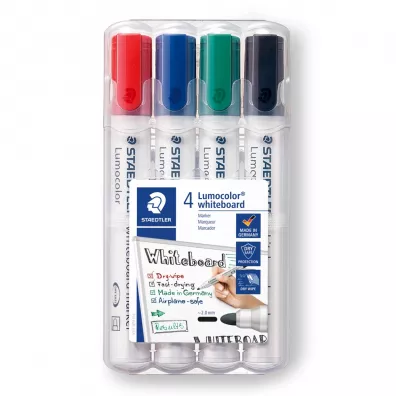 Staedtler Marker do biaych tablic whiteboard Lumocolor, okrgy, 4 kolory w etui 4 szt.