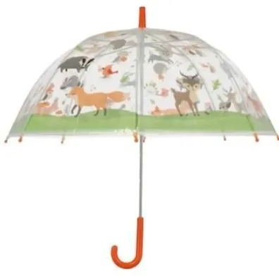 Przezroczysty parasol dzieci�cy le�ne zwierz�ta