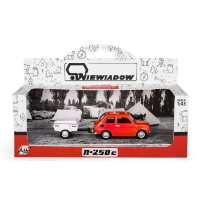 Fiat 126p + przyczepa Niewiad�w Kr�tka czerwony Daffi