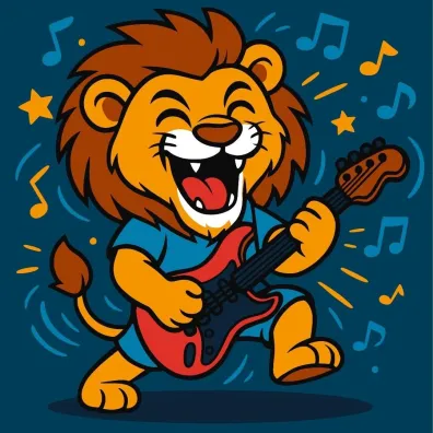 Malowanie po numerach - Lew z gitar� Kids 25x25cm Ideyka