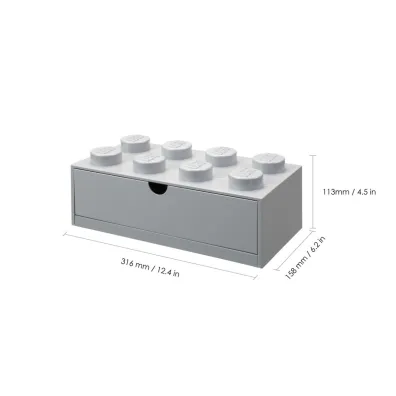 Szufladka na biurko klocek LEGO Brick 8 Szara