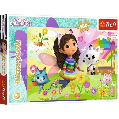 Puzzle 100 el. Glitter. Brokatowa Gabby - Koci Domek Gabi Trefl