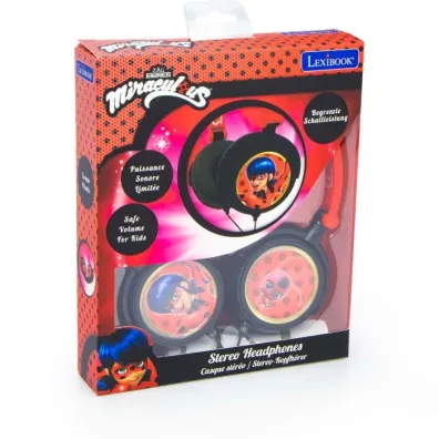 Sk�adane s�uchawki przewodowe stereo Miraculous z g�o�no�ci� bezpieczn� dla dzieci  Lexibook HP015MI