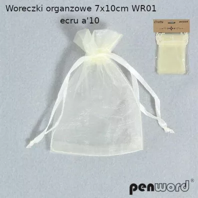 Penword Woreczki organzowe ecru 7x10cm