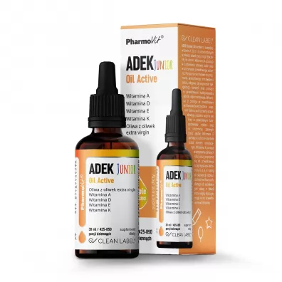 Pharmovit Clean label Witaminy ADEK Junior Oil Active Suplement diety 30 ml