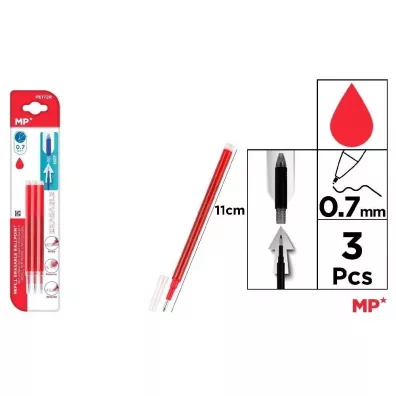 Mp Main Paper Wk�ady do d�ugopis�w �cieralnych czerwone 0.7mm 3 szt.