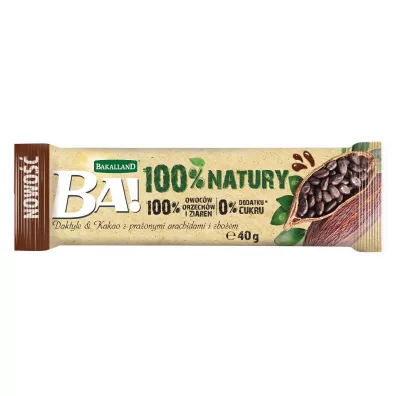 Bakalland Ba! Baton Daktyle i Kakao z praonymi arachidami i zboem 40 g