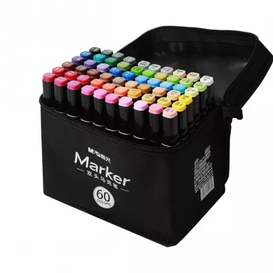 M&G Marker artystyczny alkoholowy, dwustronny, 3,2 mm; 6,2 mm, zestaw 60 kolor�w 60 szt.