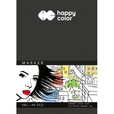 Happy Color Blok do markerw ART, biay, A4, 100g, 25 arkuszy 100 g 25 kartek
