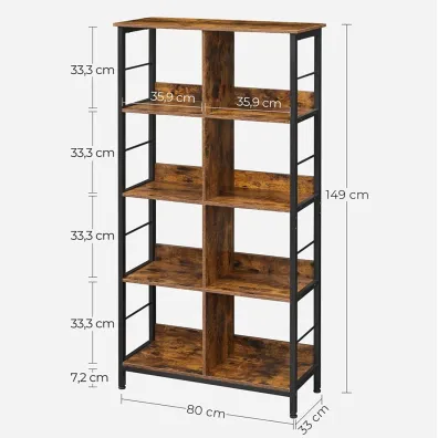 Songmics Rega podwjny wolnostojca witryna loft