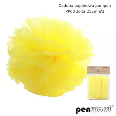 Penword Ozdoba papierowa pompon ��ta 25cm