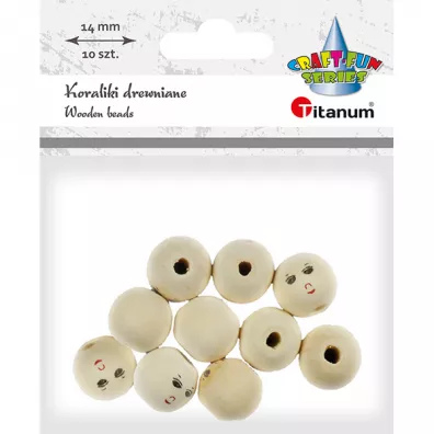 Hasta Koraliki drewniane okr�g�e z twarz� 10 szt.