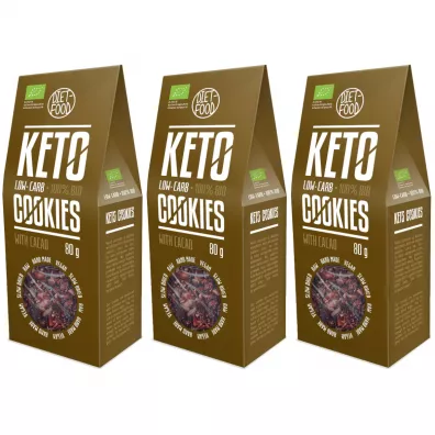 Diet-Food Ciasteczka keto z kakao Zestaw 3 x 80 g Bio
