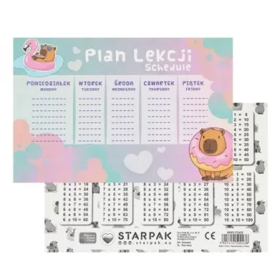 Starpak Plan Lekcji Tabliczka Mno�enia A5 Kapibara 25szt