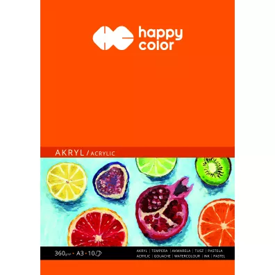 Happy Color Blok do akrylu ART, biay, A3, 360g, 10 arkuszy