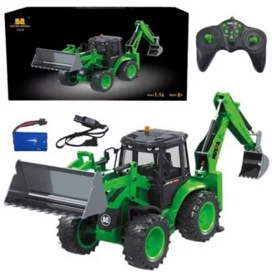 Koparko �adowarka RC 1:14 zielona LeanToys
