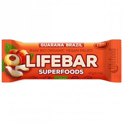 Lifefood Baton daktylowo-orzechowy z guaraną raw bezglutenowy 47 g Bio