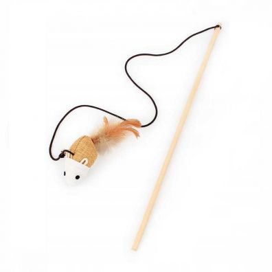 Petstory Wędka z myszką piłką piórka - zabawka dla kota 120 cm