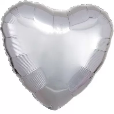 Amscan Balon foliowy metalik srebrny serce luzem 43cm