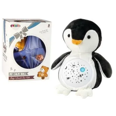 Pluszowy usypiacz Mi� Pingwin �wiat�a d�wi�ki LeanToys