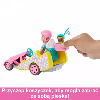 Barbie. Gokart Stacie pojazd filmowy i lalka HRM08 Mattel
