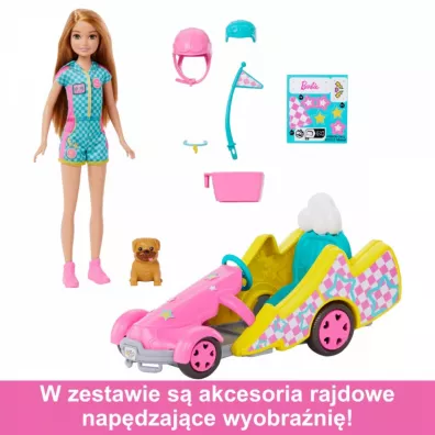 Barbie. Gokart Stacie pojazd filmowy i lalka HRM08 Mattel