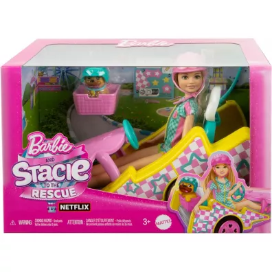 Barbie. Gokart Stacie pojazd filmowy i lalka HRM08 Mattel