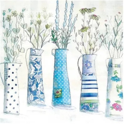 Museums & Galleries Karnet kwadrat z kopert� Five Vases in Blues