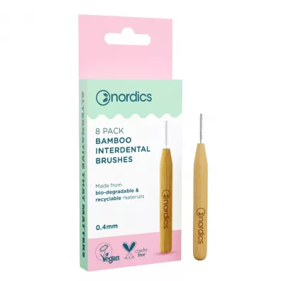 Nordics Bamboo Bambusowe szczoteczki do czyszczenia przestrzeni midzyzbowej 0,4mm 8 szt.