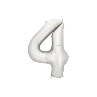 PartyDeco Balon foliowy cyfra 4 86cm srebrny