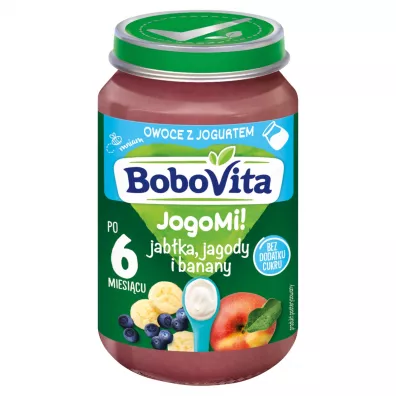BoboVita Owoce z jogurtem jabka jagody i banany po 6 miesicu 190 g