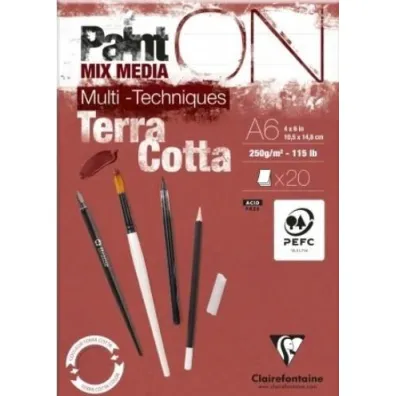 Clairefontaine Blok A6 papier w kolorze terakoty 250g 20ark