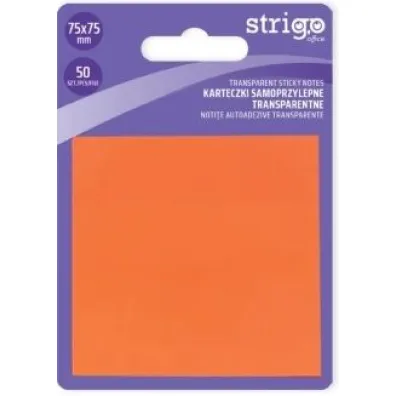 Strigo, Karteczki samoprzylepne transparentne - pomara�czowe, 50 kartek