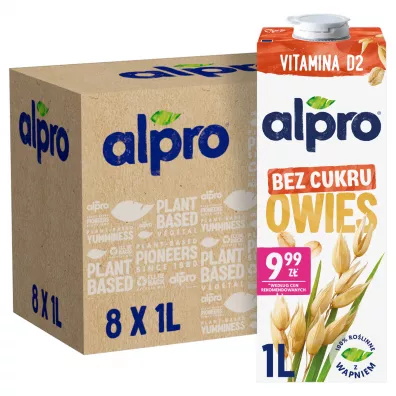 Alpro Napj Owsiany bez cukru Zgrzewka 8 x 1 l