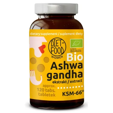 Diet-Food Ashwagandha ekstrakt (300 mg) Suplement diety 120 tab. bio