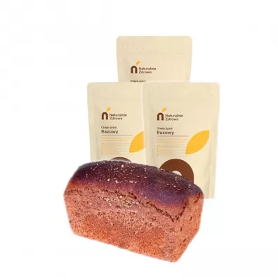 Naturalnie Zdrowe Mieszanka do wypieku chleba ytniego razowego 100% Zestaw 3 x 500 g