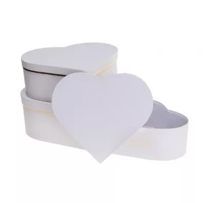 Pudeko Flower Box 3szt biae serce ROZETTE