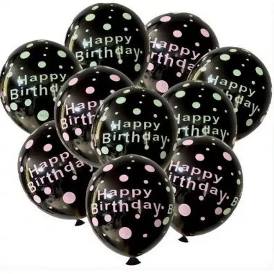 Zestaw balonw Happy Birthday czarne 11el