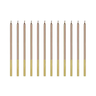 PartyDeco �wieczki urodzinowe r�owe z�oto 14cm