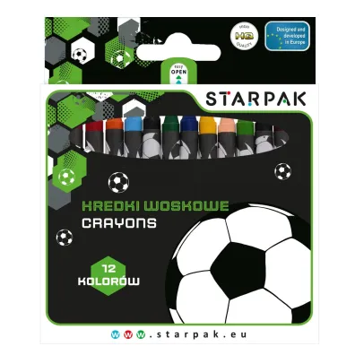 Kredki woskowe 12 kolor�w Football STARPAK 553555